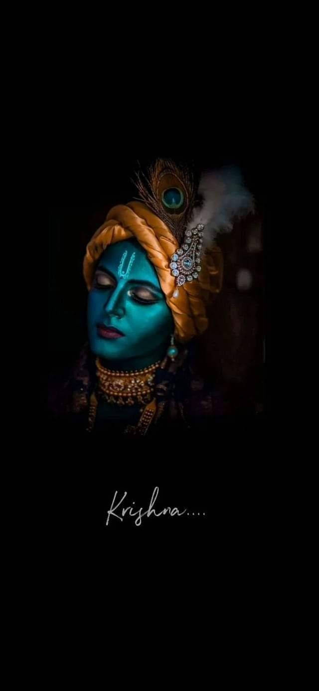 Krishna Bhagwan Blue Face Background