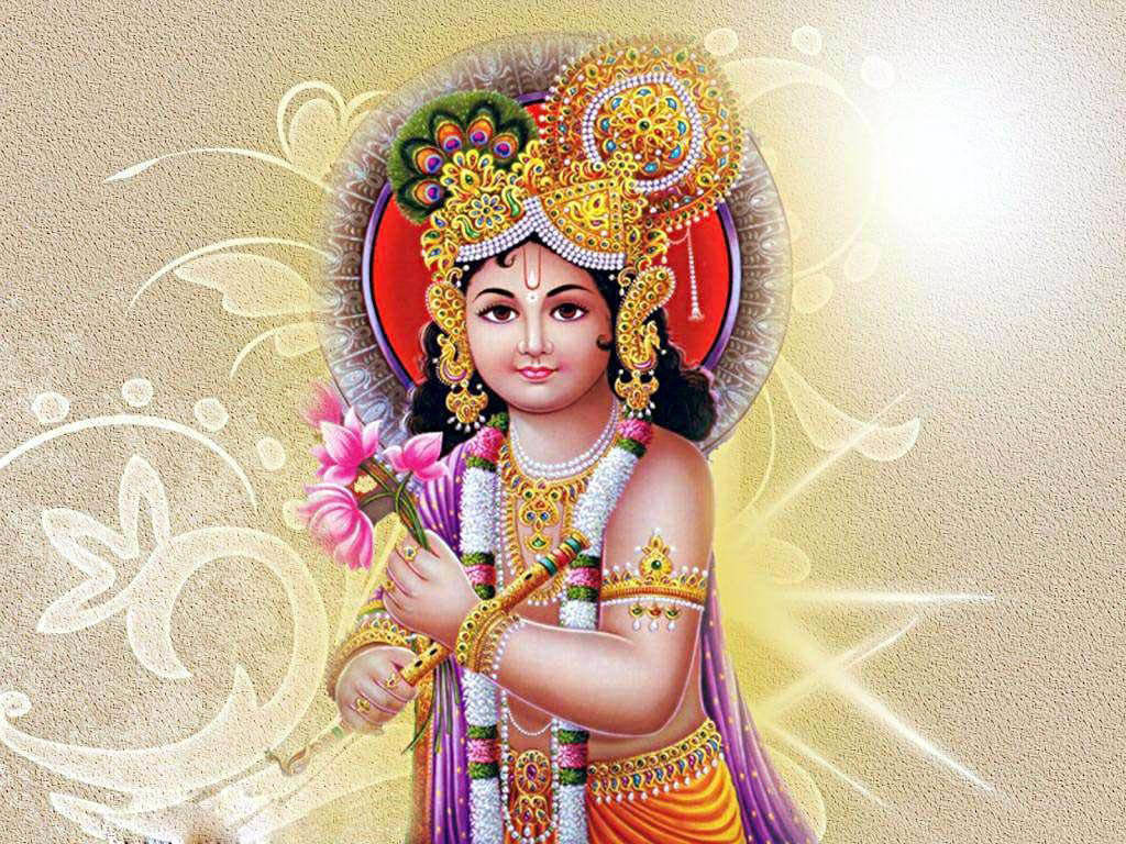 Krishna Bhagwan In Headdress Background