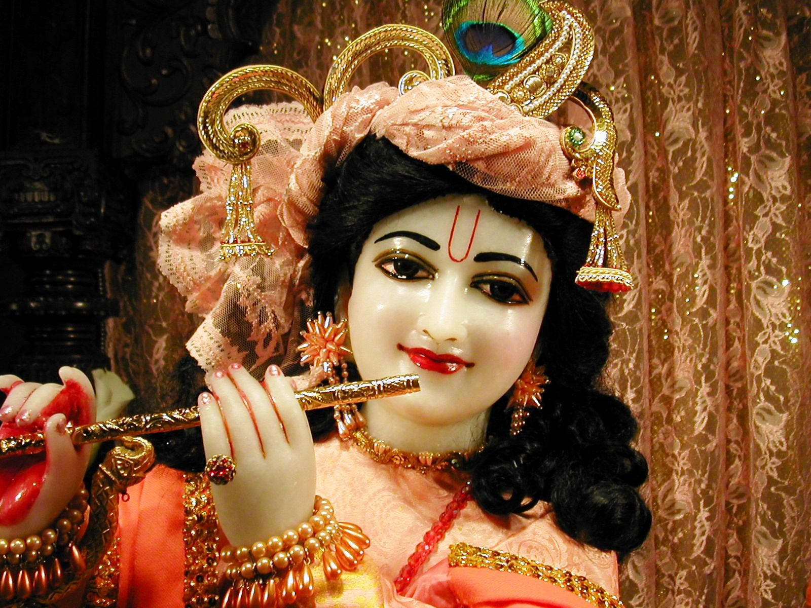 Krishna Bhagwan Statue Front View Close-up Background