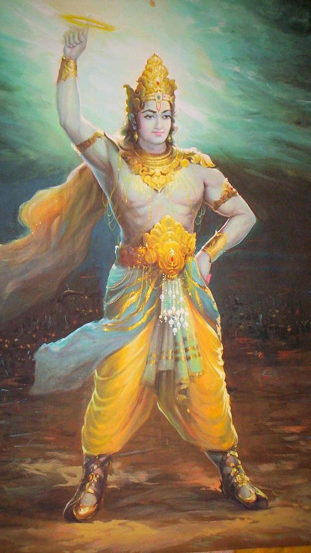 Krishna God 3d In The Mahabharata Background