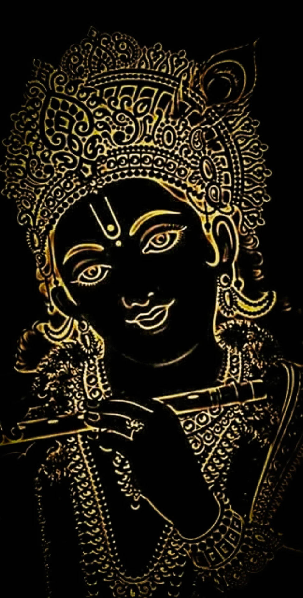 Krishna Hd Gold Black Art Background