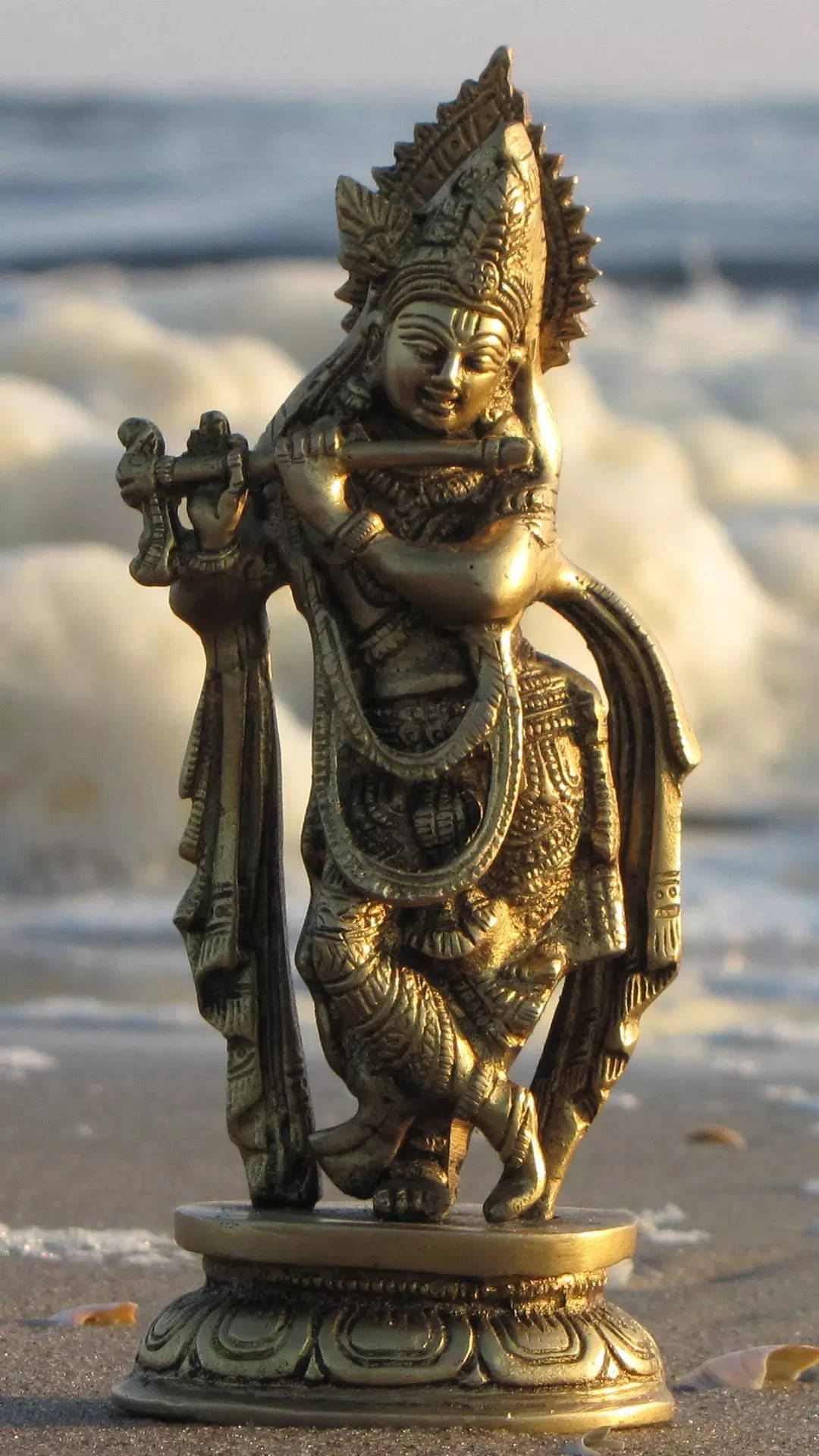 Krishna Hd Gold Figurine Background