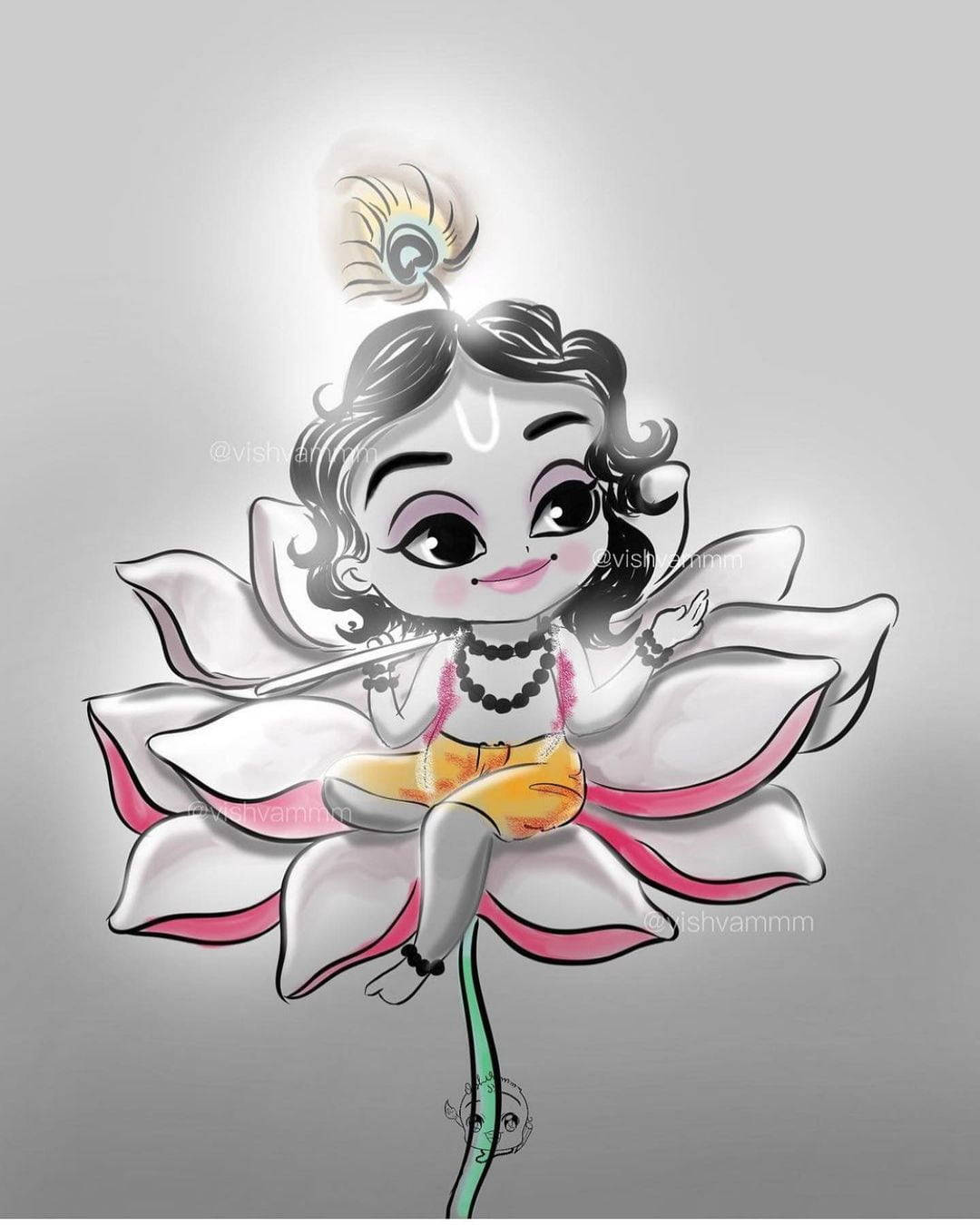 Krishna Hd Grey Art