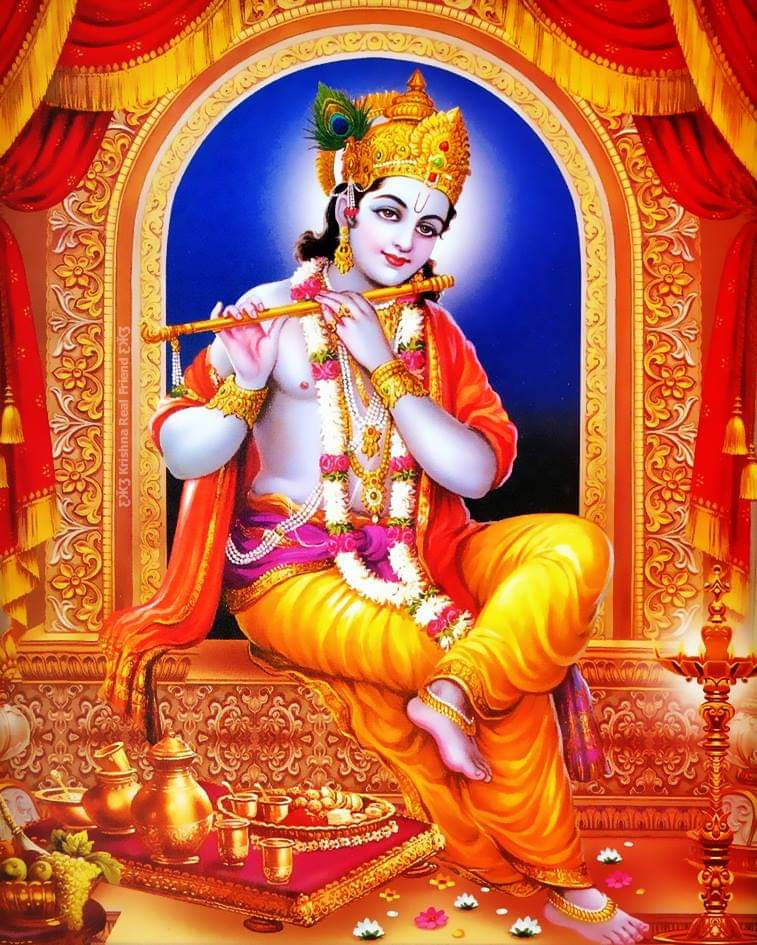 Krishna Hd Orange Temple Background