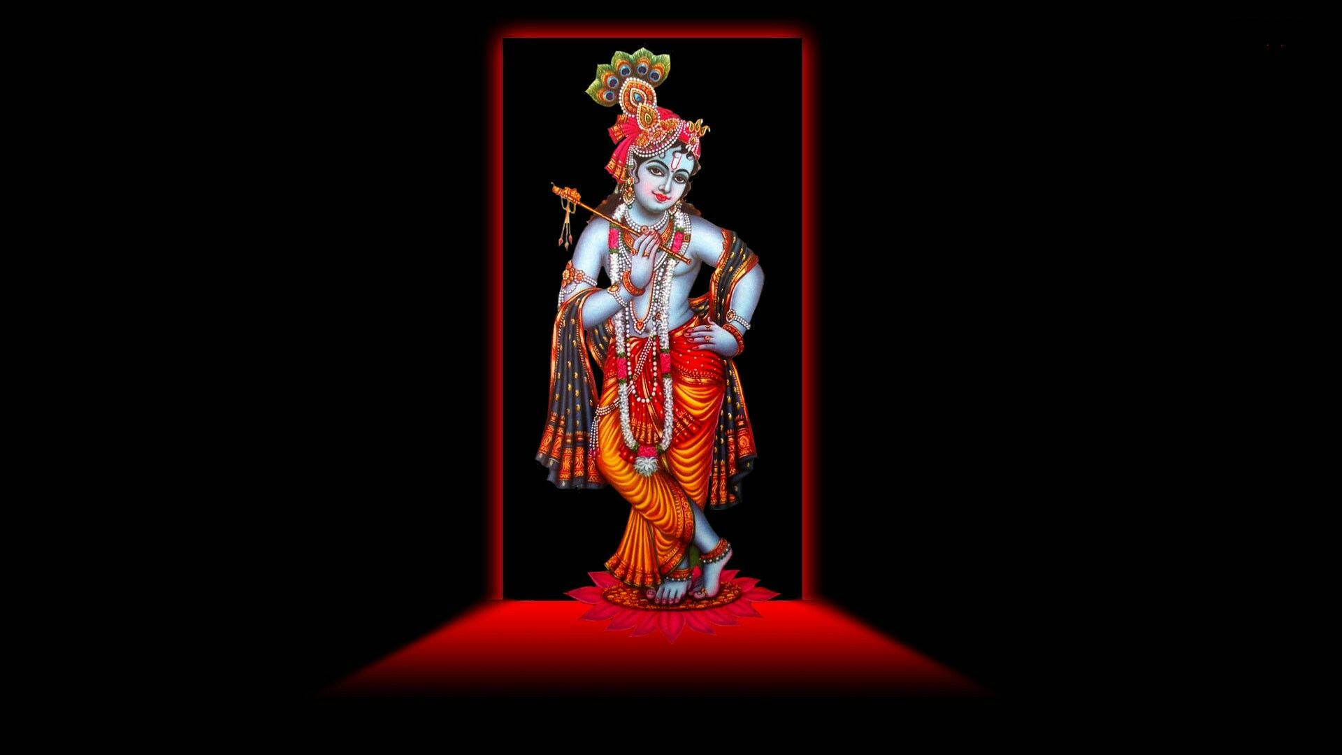 Krishna Hd Red And Black Background