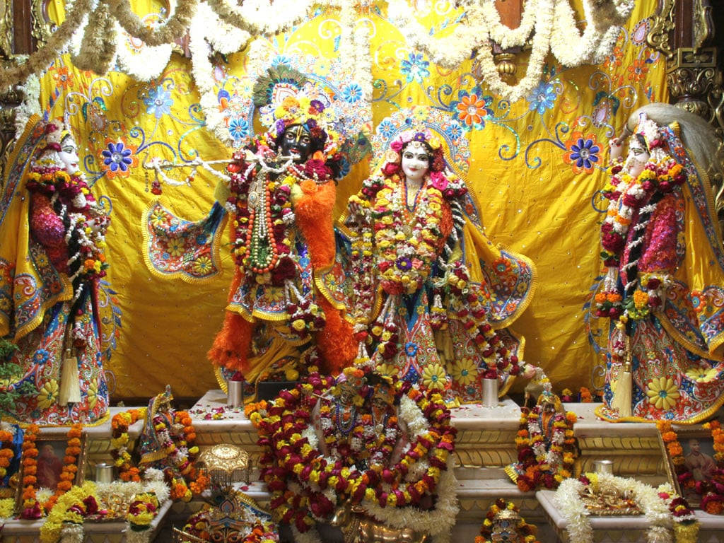 Krishna In Iskcon Temple Background