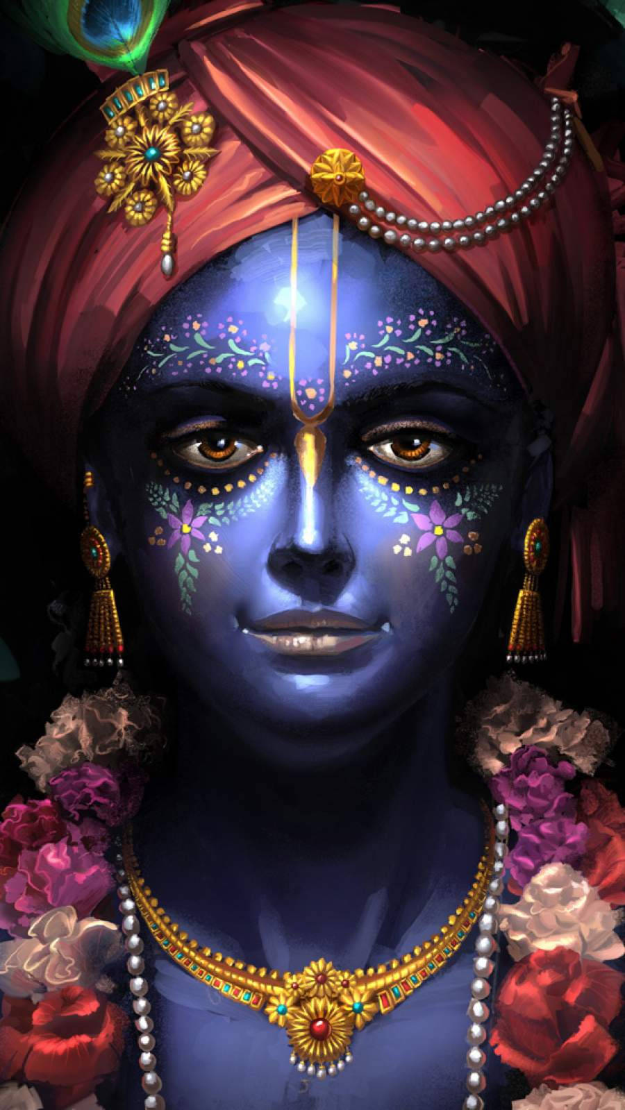 Krishna Iphone Floral Make-up Portrait Background