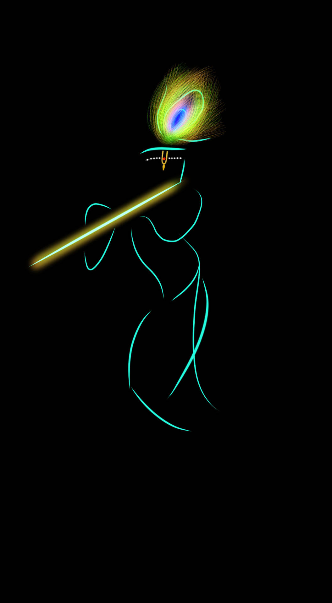 Krishna Iphone Neon Line Art Background