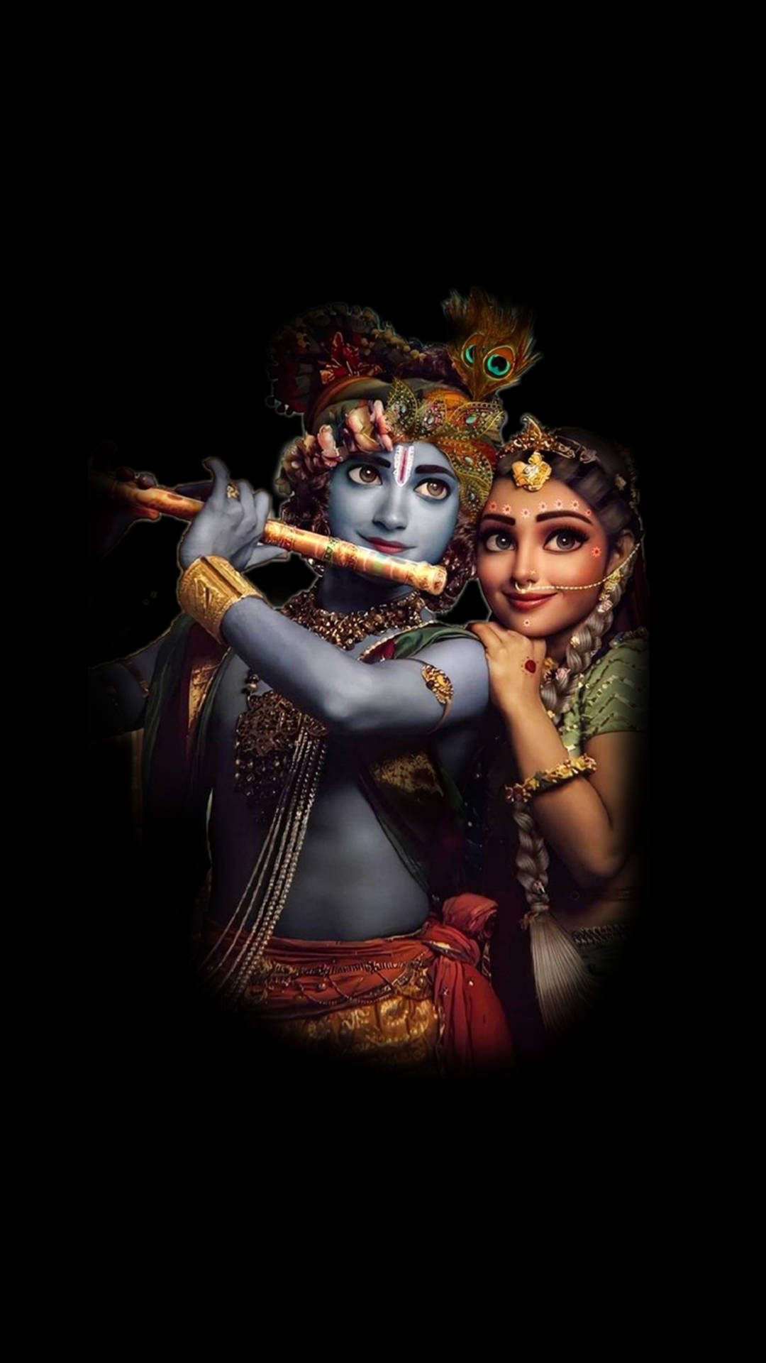 Krishna Iphone Radha Black Background Background