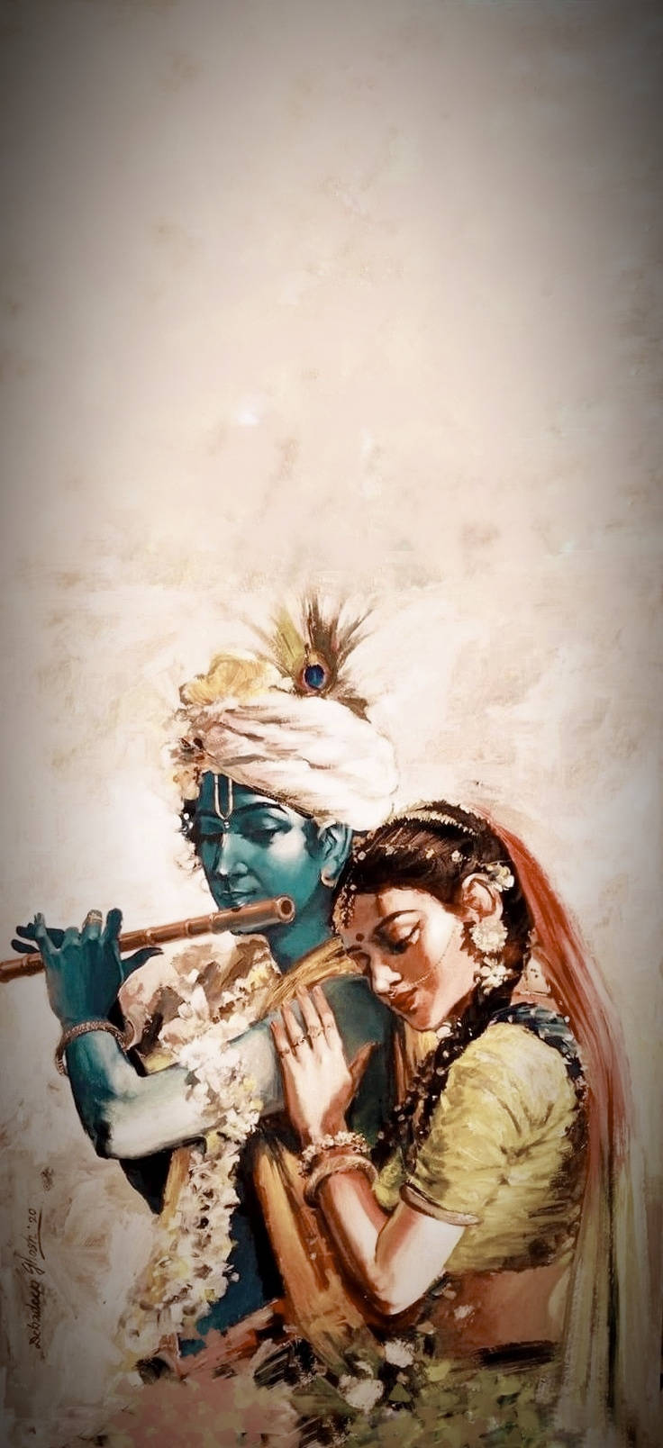 Krishna Iphone Radha Leaning Background