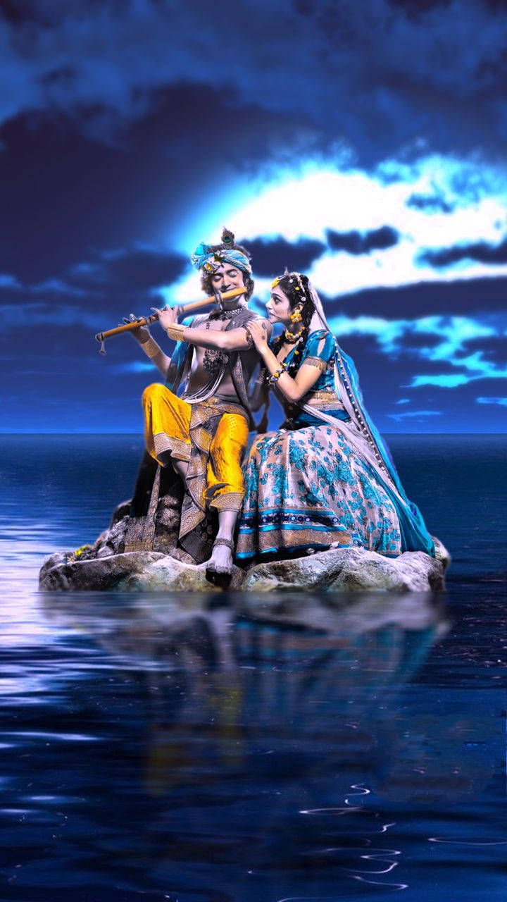 Krishna Iphone Romantic Moonlight Background
