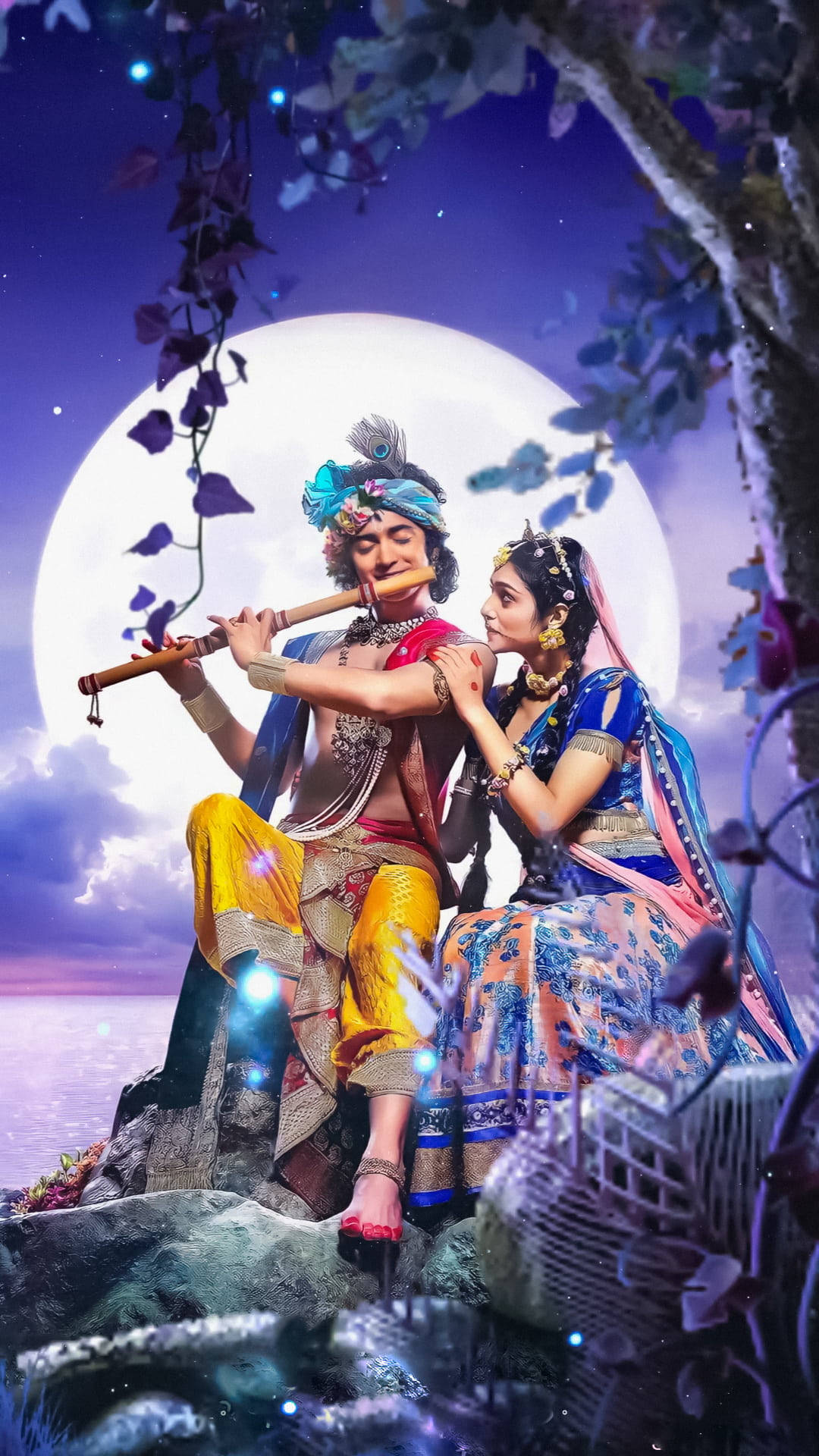 Krishna Iphone Sweet Full Moon Background