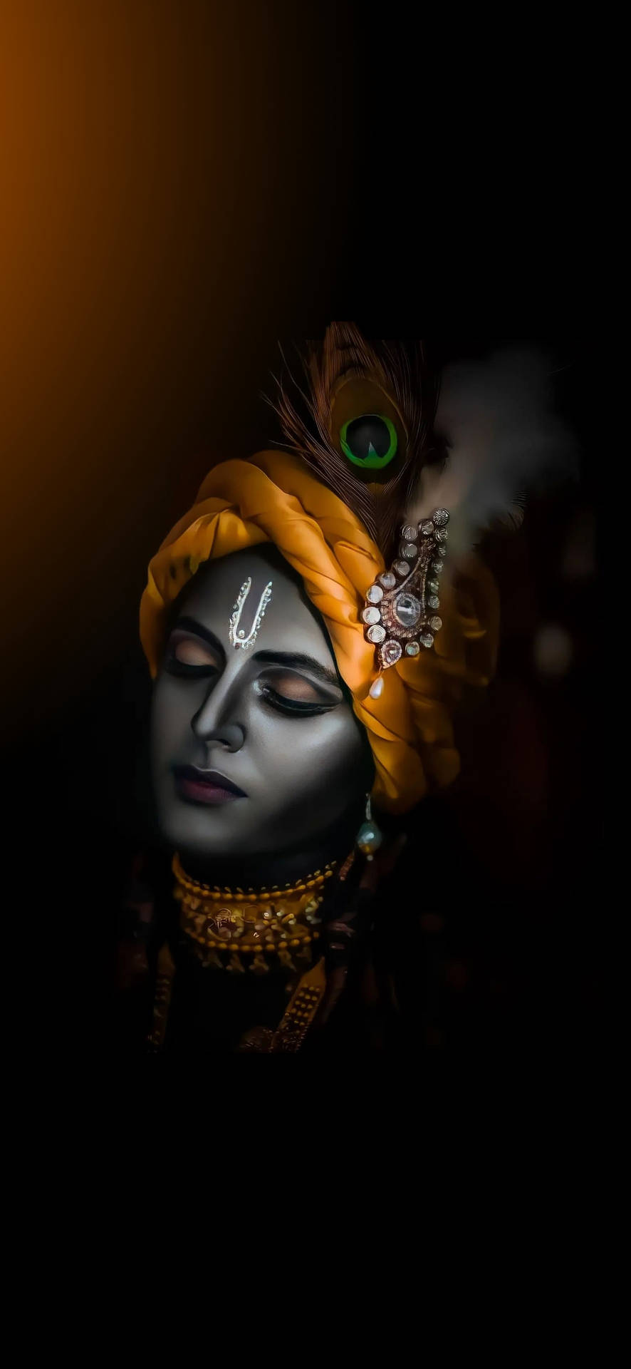 Krishna Iphone Yellow Pagdi Background
