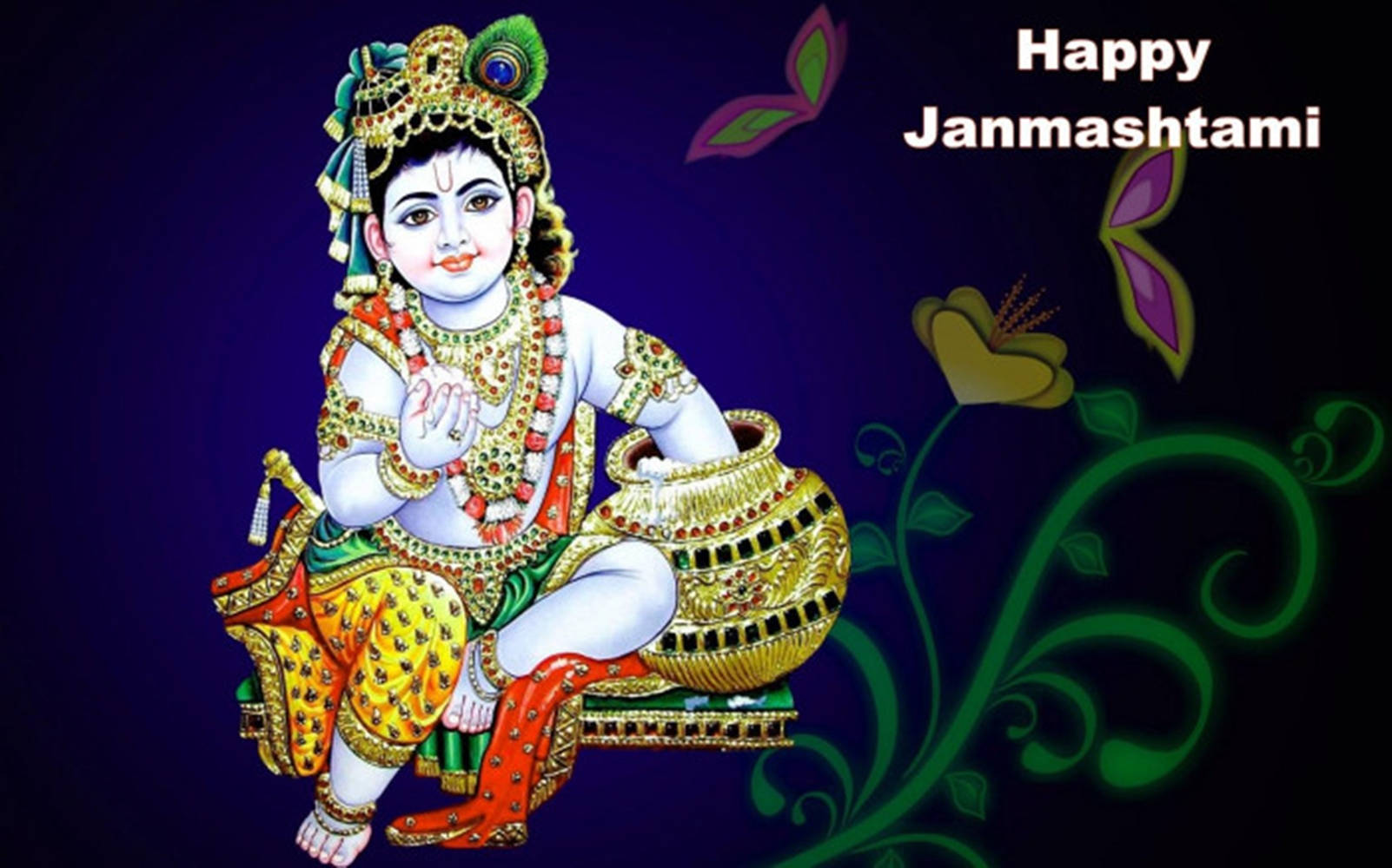 Krishna Janmashtami Floral Theme Background