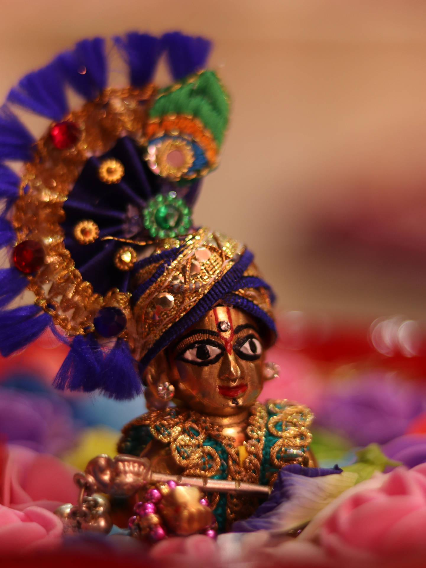 Krishna Phone Gold Figurine