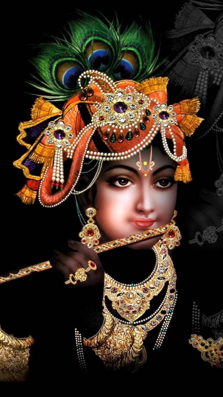 Krishna Phone Headdress Black Aesthetic Background