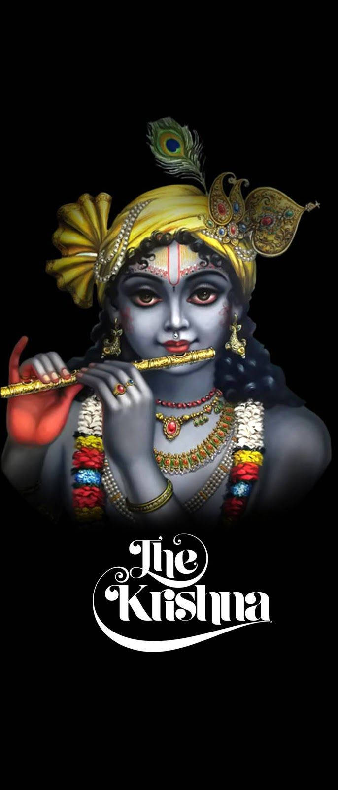 Krishna Phone Playing Flute Front View Background