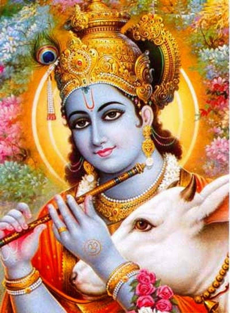Krishna Phone With Cow Background