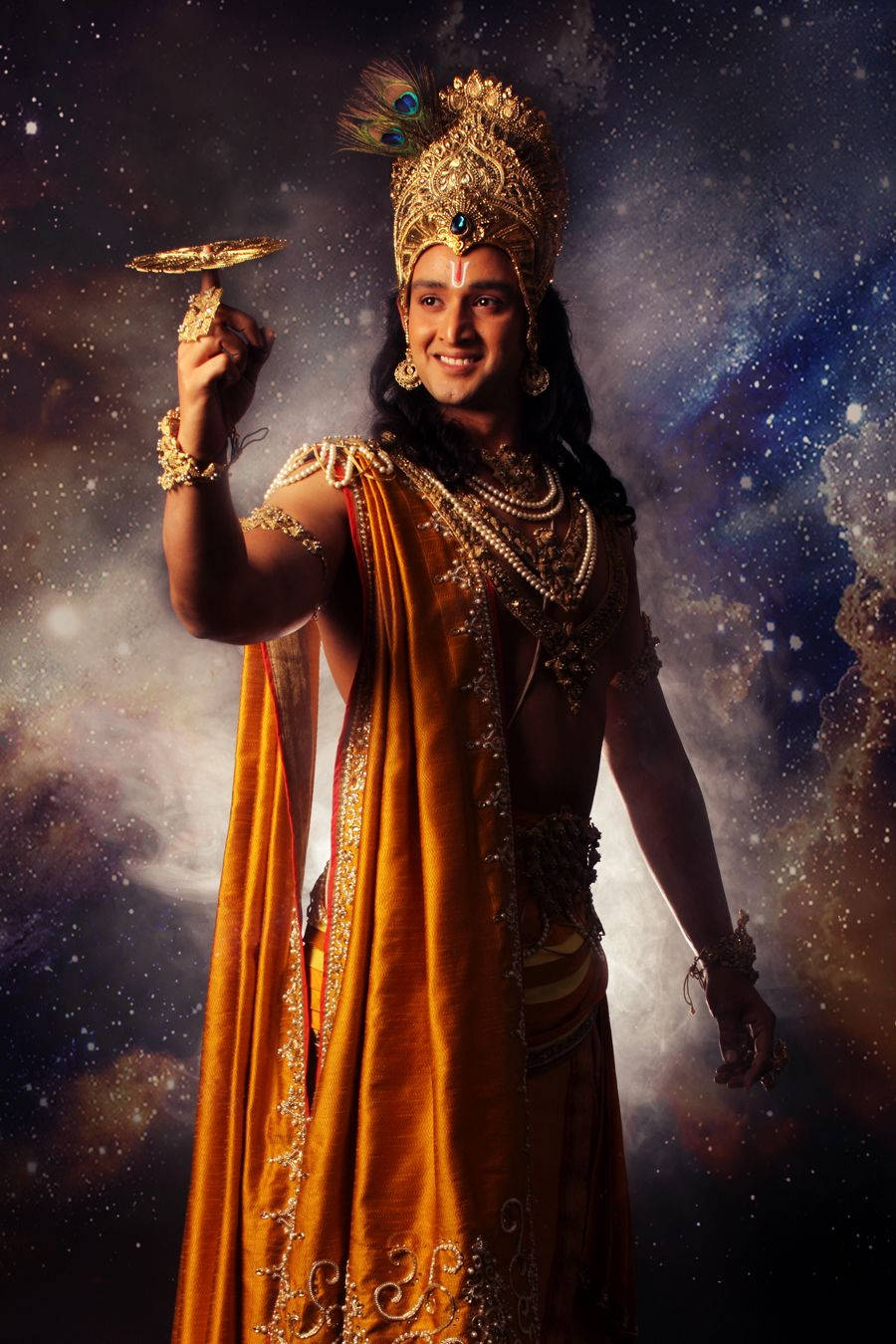 Krishna Phone With Gold Trinket Background