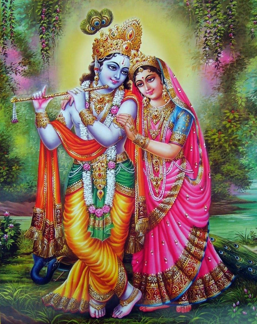 Krishna Radha Colorful Art Background