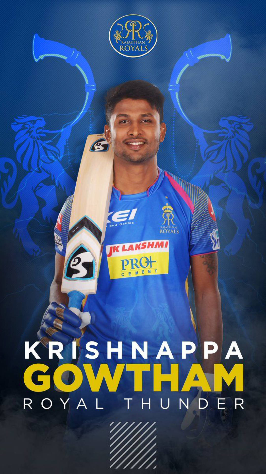 Krishnappa Gowtham In Action For Rajasthan Royals Background