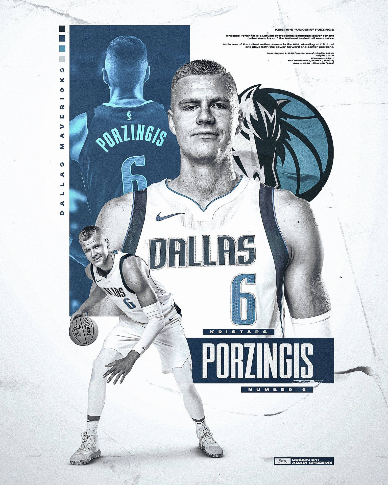 Kristaps Porzingis Dallas Mavericks Poster Background
