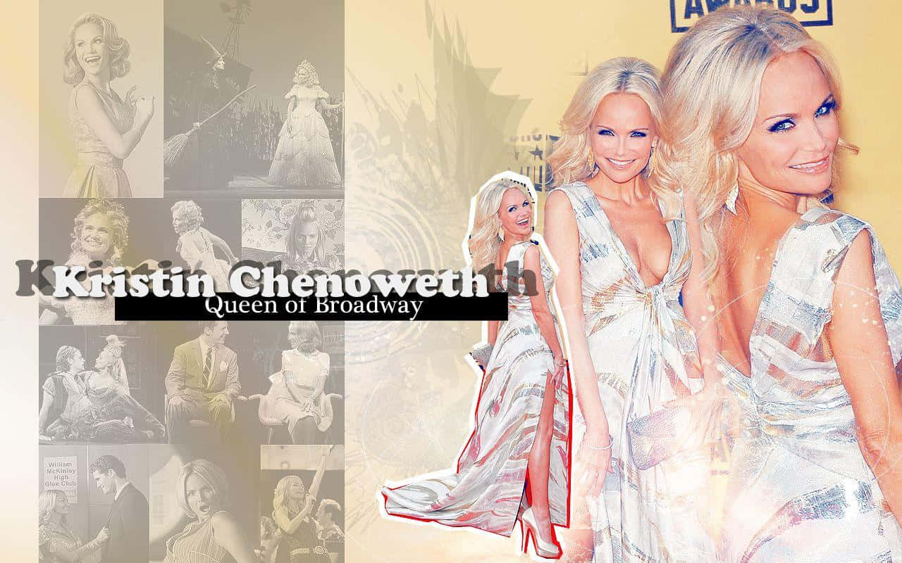 Kristin Chenoweth Posing Elegantly In A Stunning Blue Dress Background