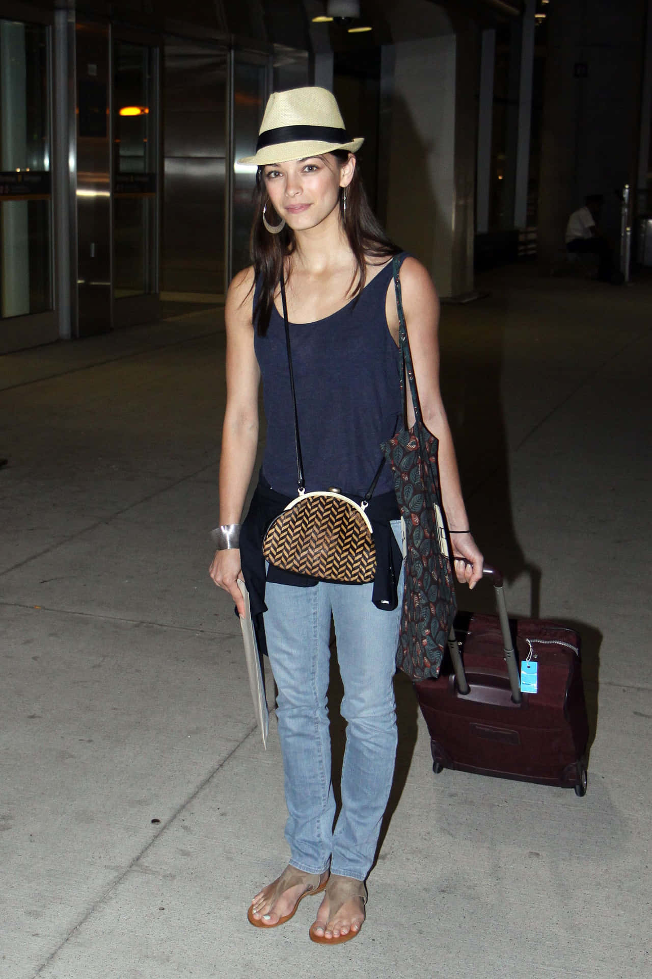 Kristin Kreuk Casual Airport Look Background