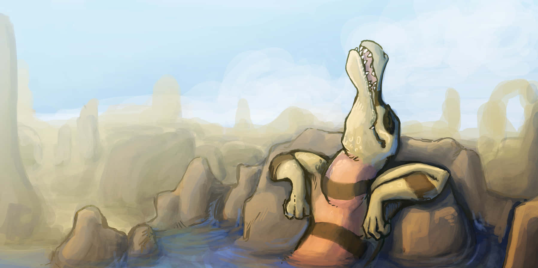 Krokorok Lounging On Rocky Terrain Background