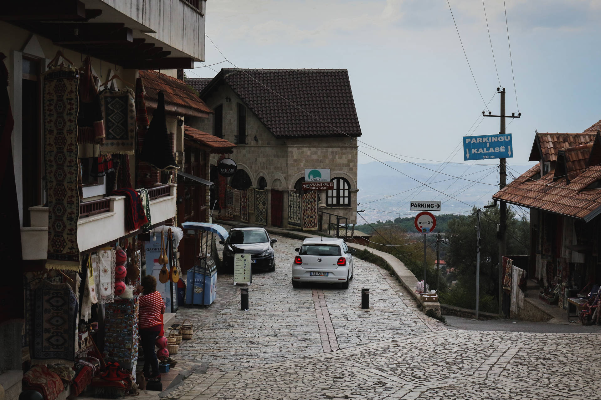 Kruja Albania Uphill Street Background