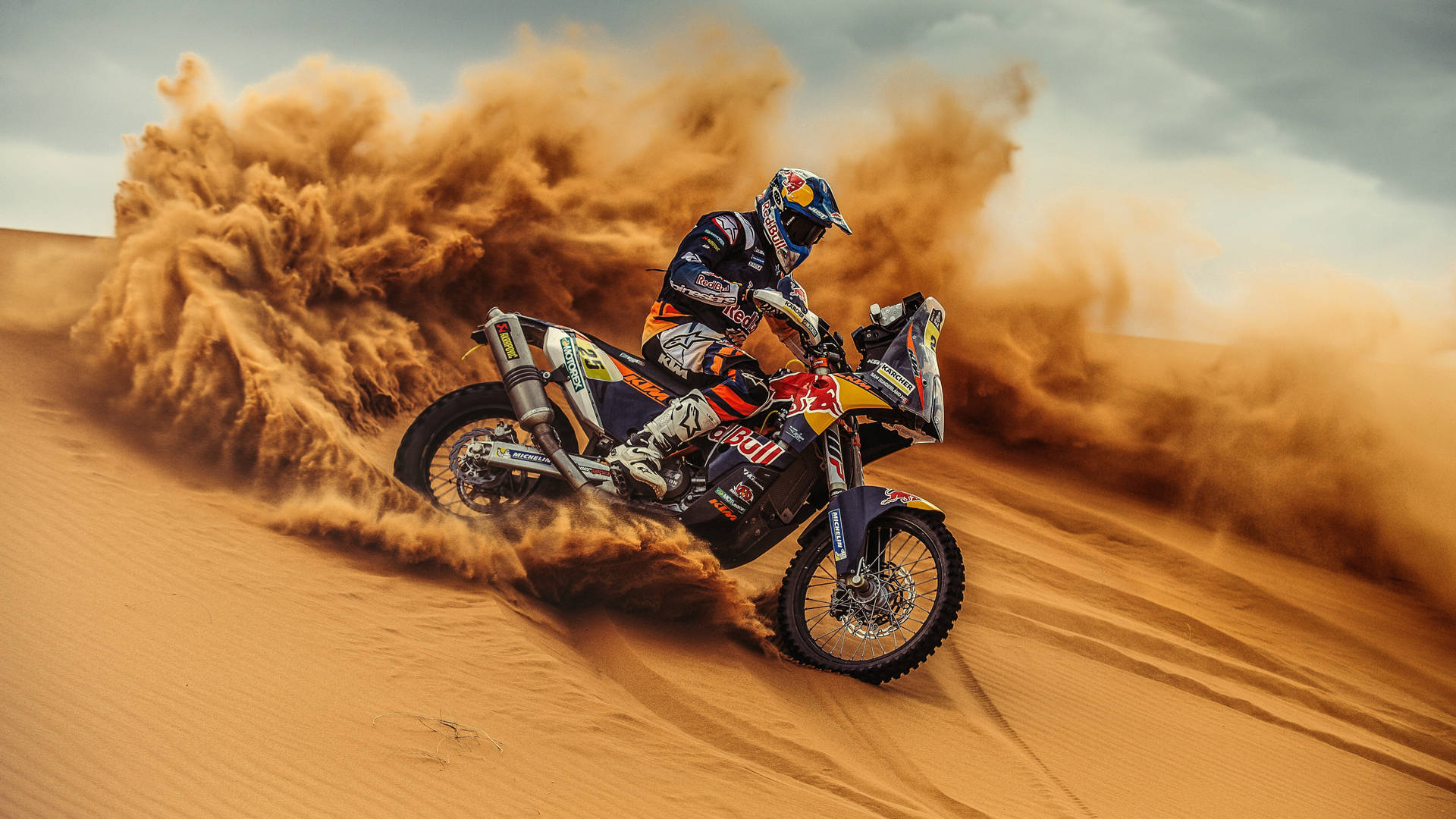 Ktm 4k Sliding Down Dunes Background