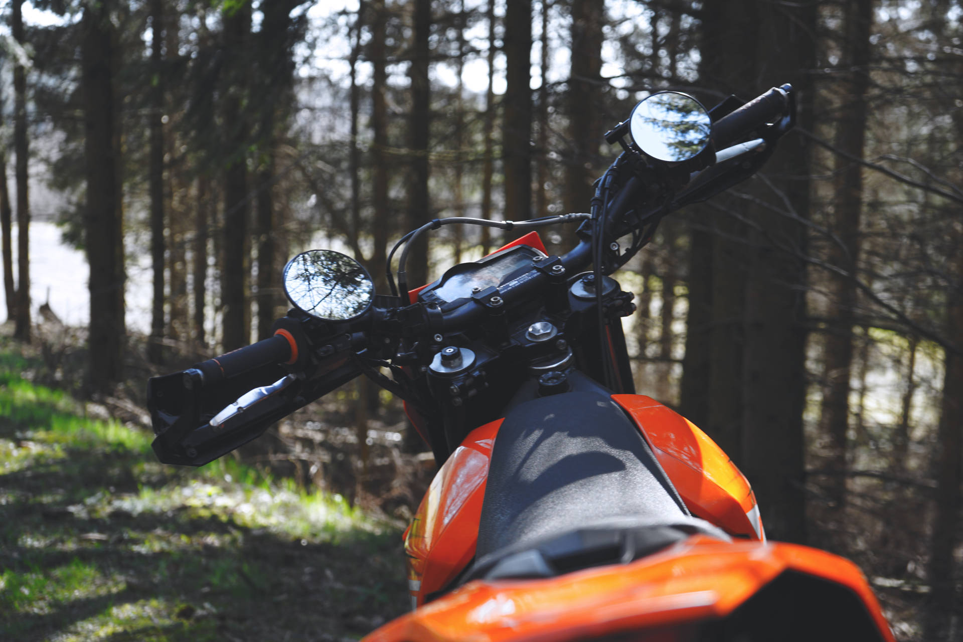 Ktm Bike In Woods Background