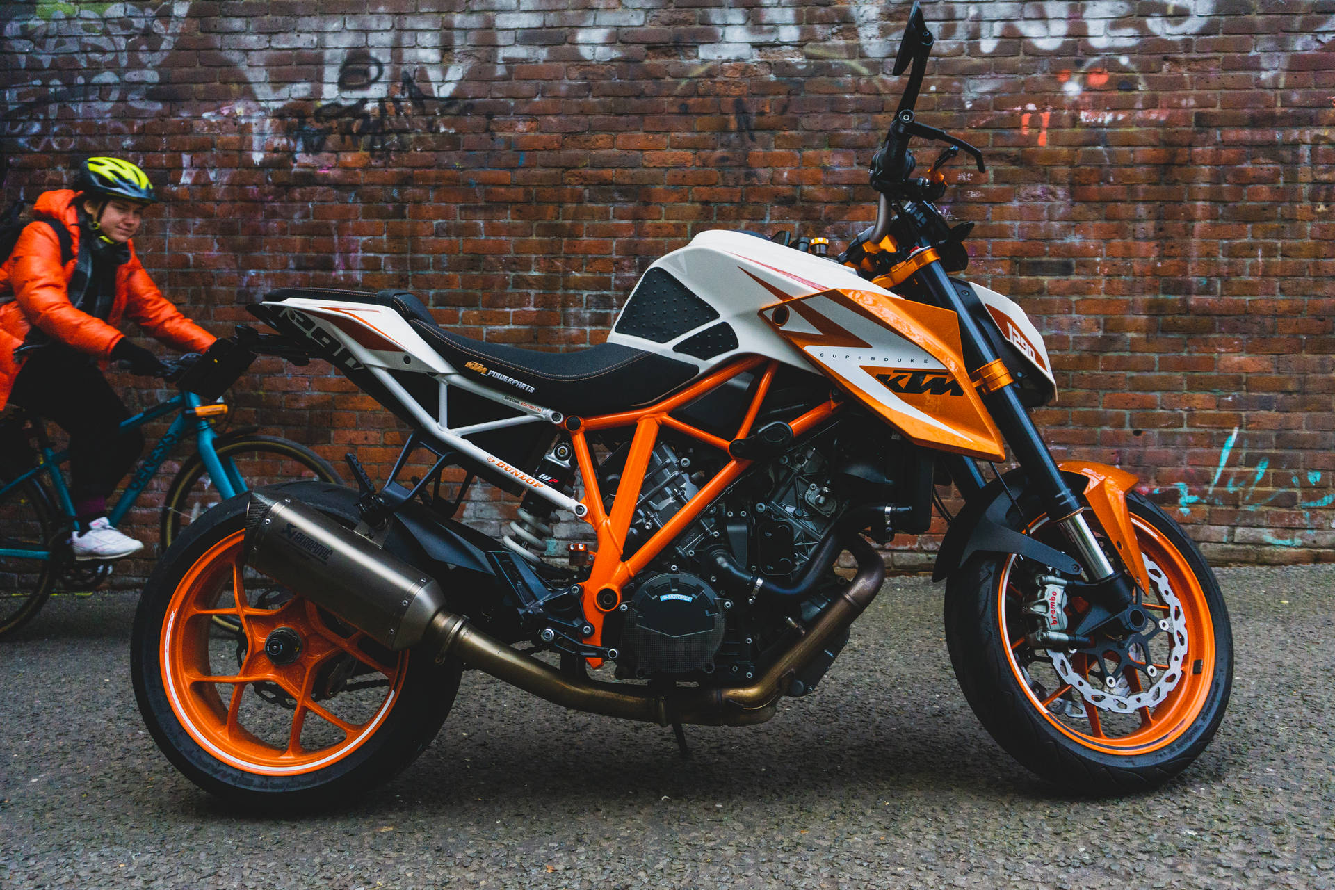 Ktm Duke 200 Near A Brick Wall