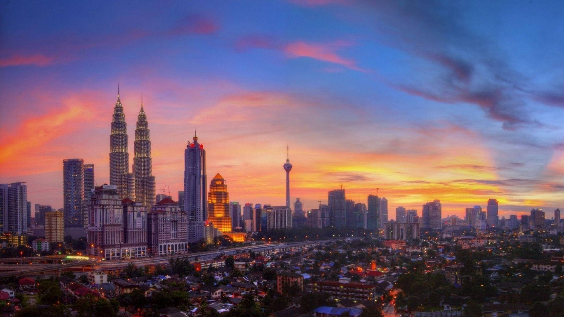 Kuala Lumpur At Sunset Background