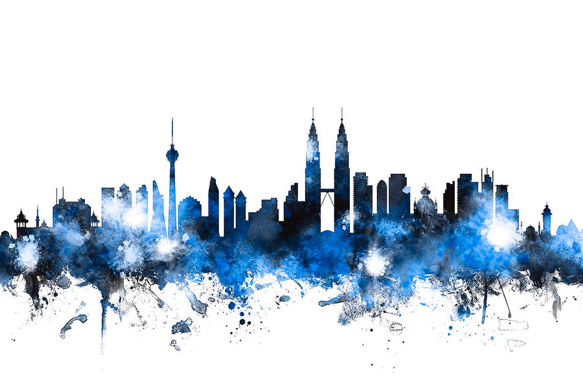 Kuala Lumpur Blue Painting Background
