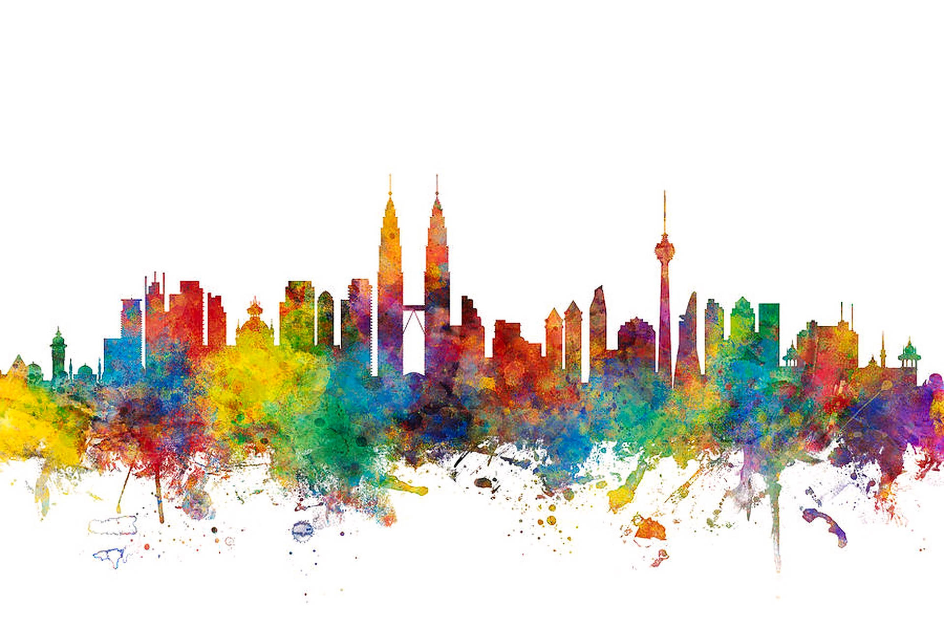 Kuala Lumpur Colorful Painting Background