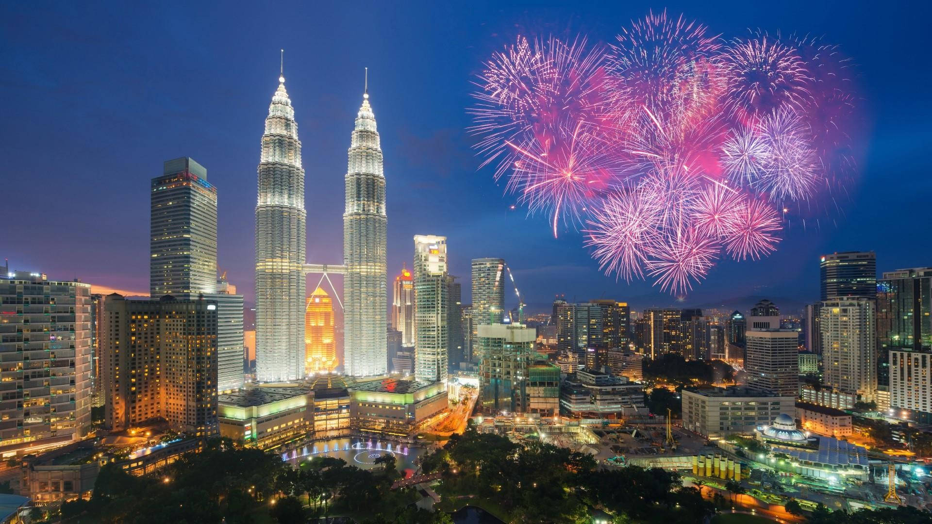 Kuala Lumpur Fireworks Display Background