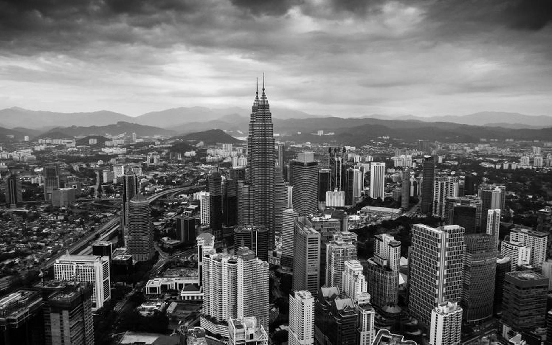 Kuala Lumpur In Monochrome Background