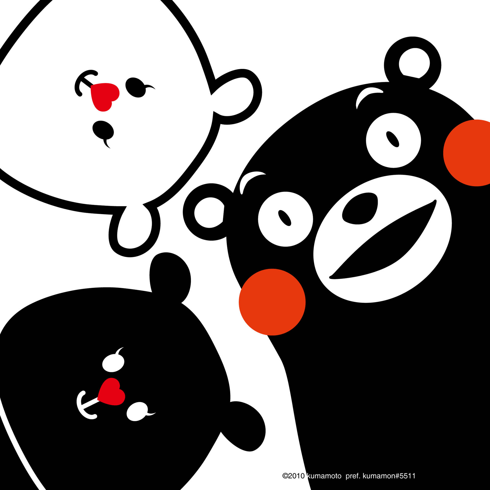 Kumamon With Two Cartoon Bears Background