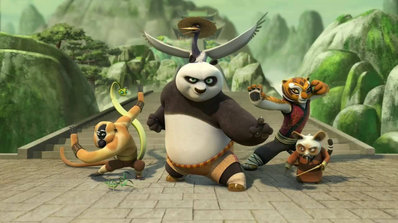 Kung Fu Panda And Friends On A Bridge Background