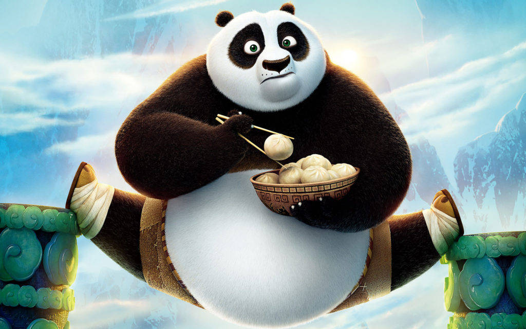 Kung Fu Panda Eating Buns With Chopsticks