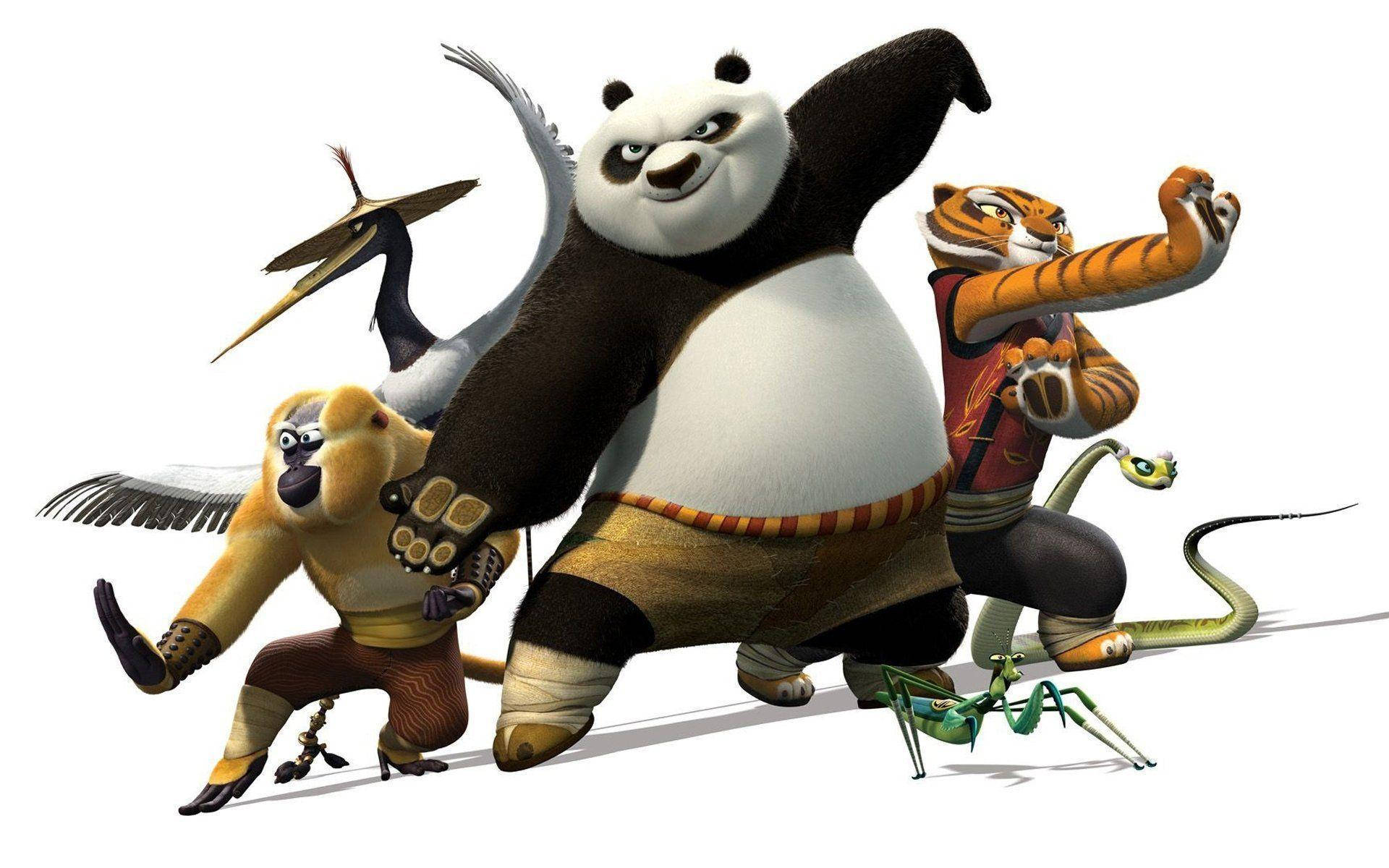Kung Fu Panda Heroes Posing With White Background Background