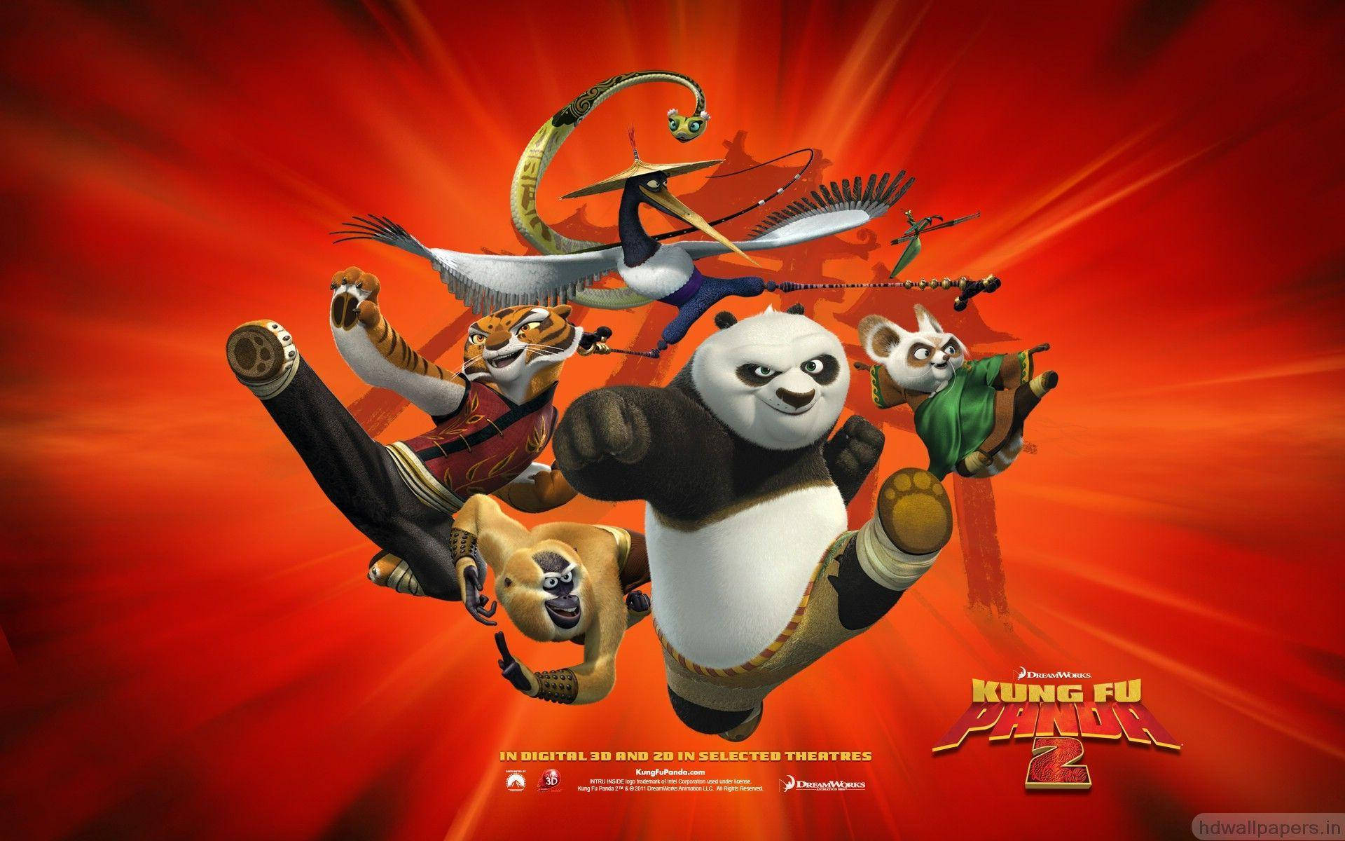 Kung Fu Panda Leaping With The Furious Five