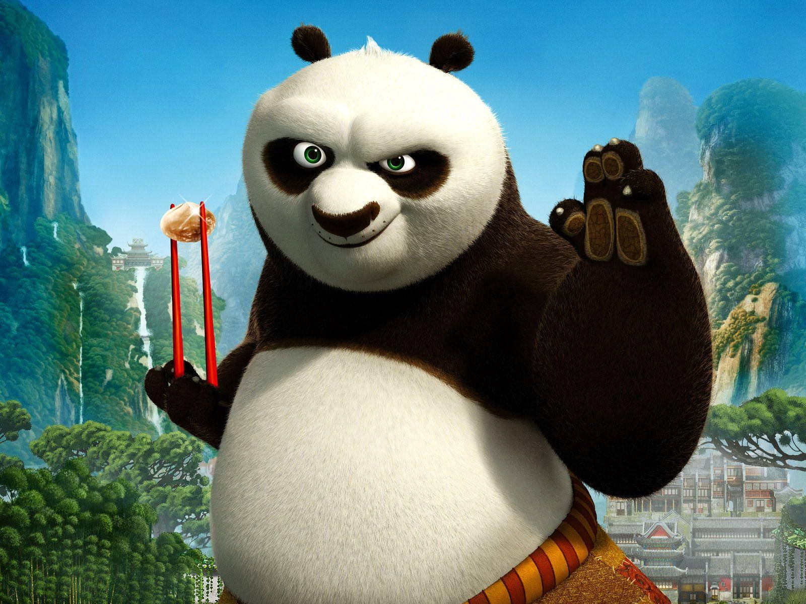 Kung Fu Panda Posing With Chopsticks