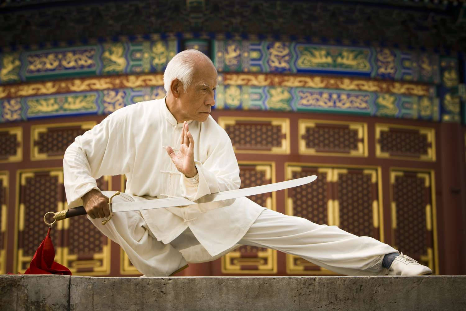 Kung Fu Practice At Temple Background