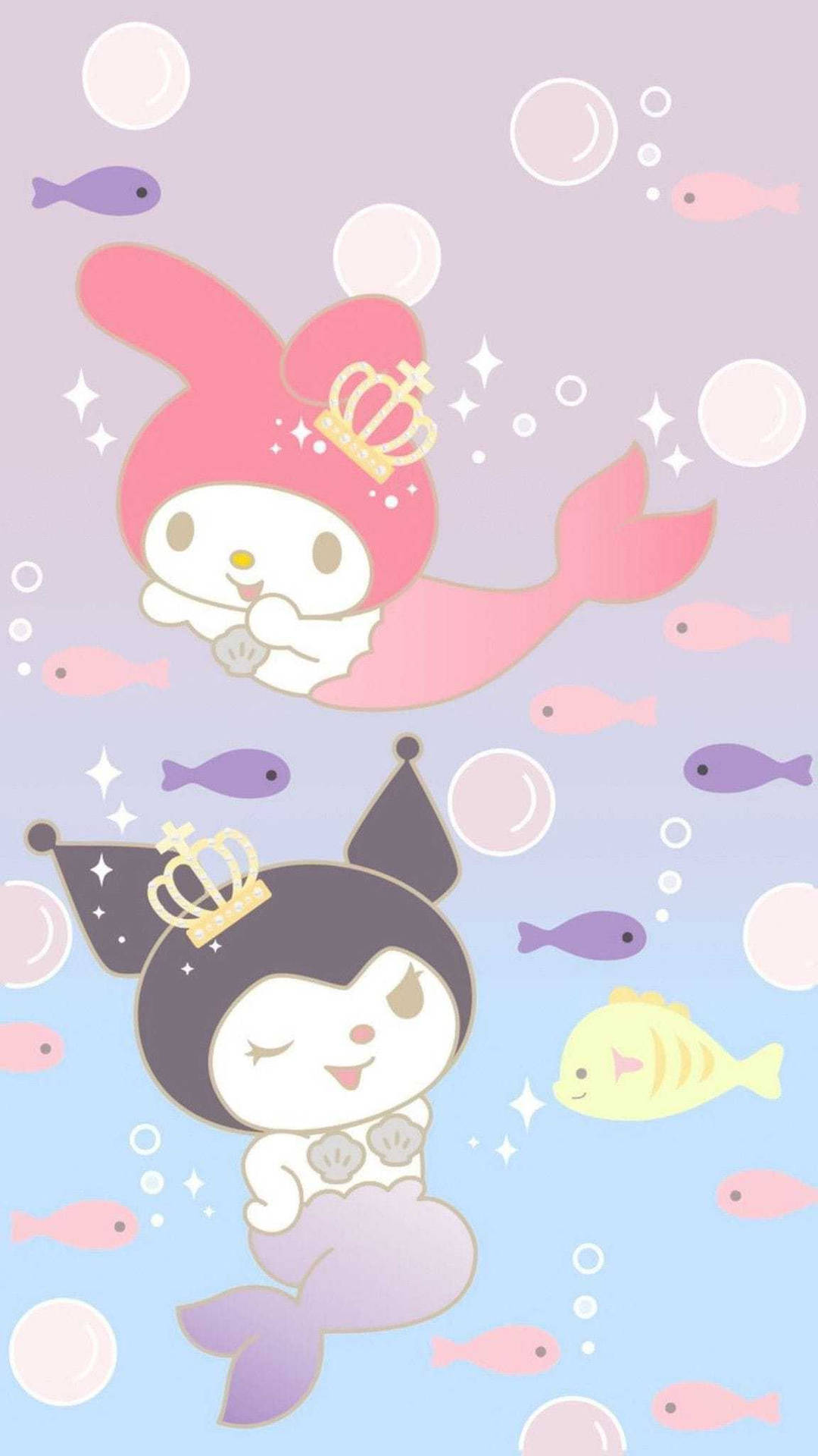 Kuromi And Melody As Mermaids Background