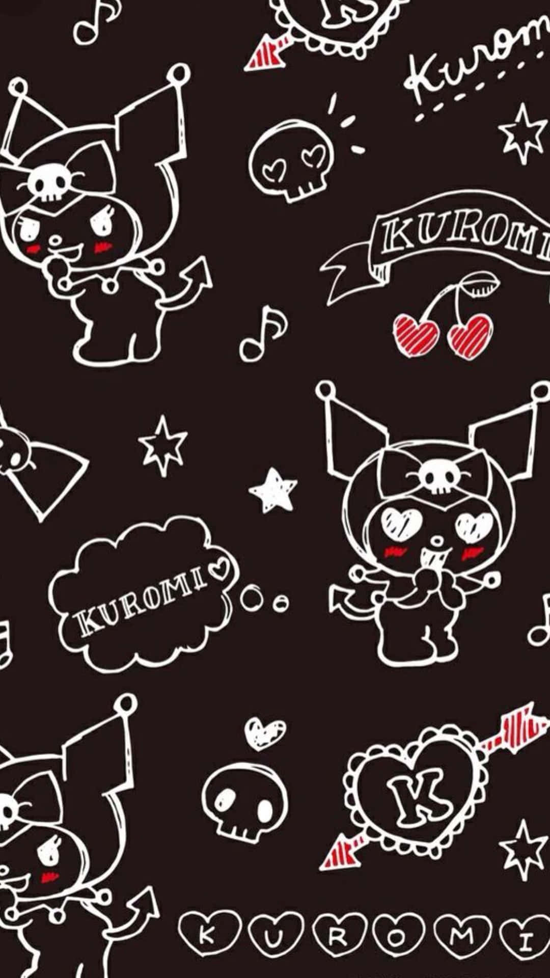Kuromi Iphone Doodles On Black