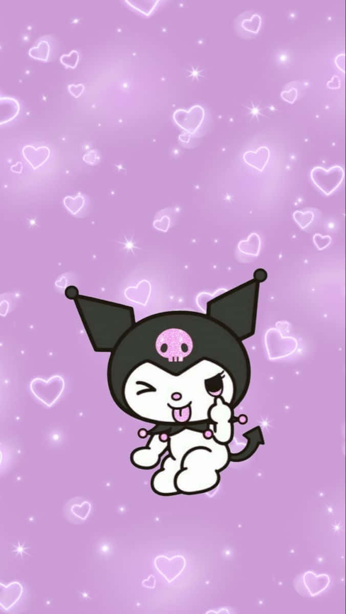 Kuromi Iphone Winkin Tongue Background