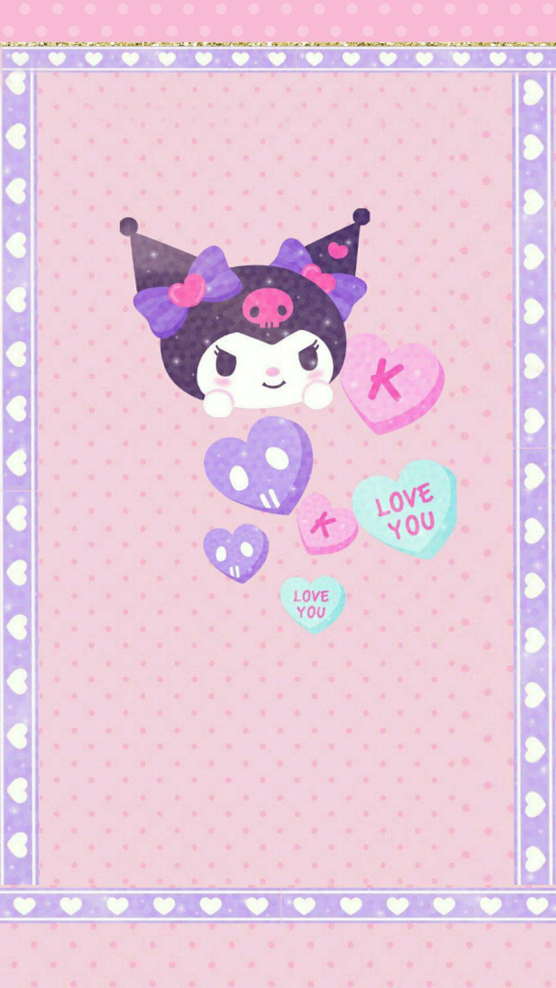 Kuromi Love You Pastel Art Background