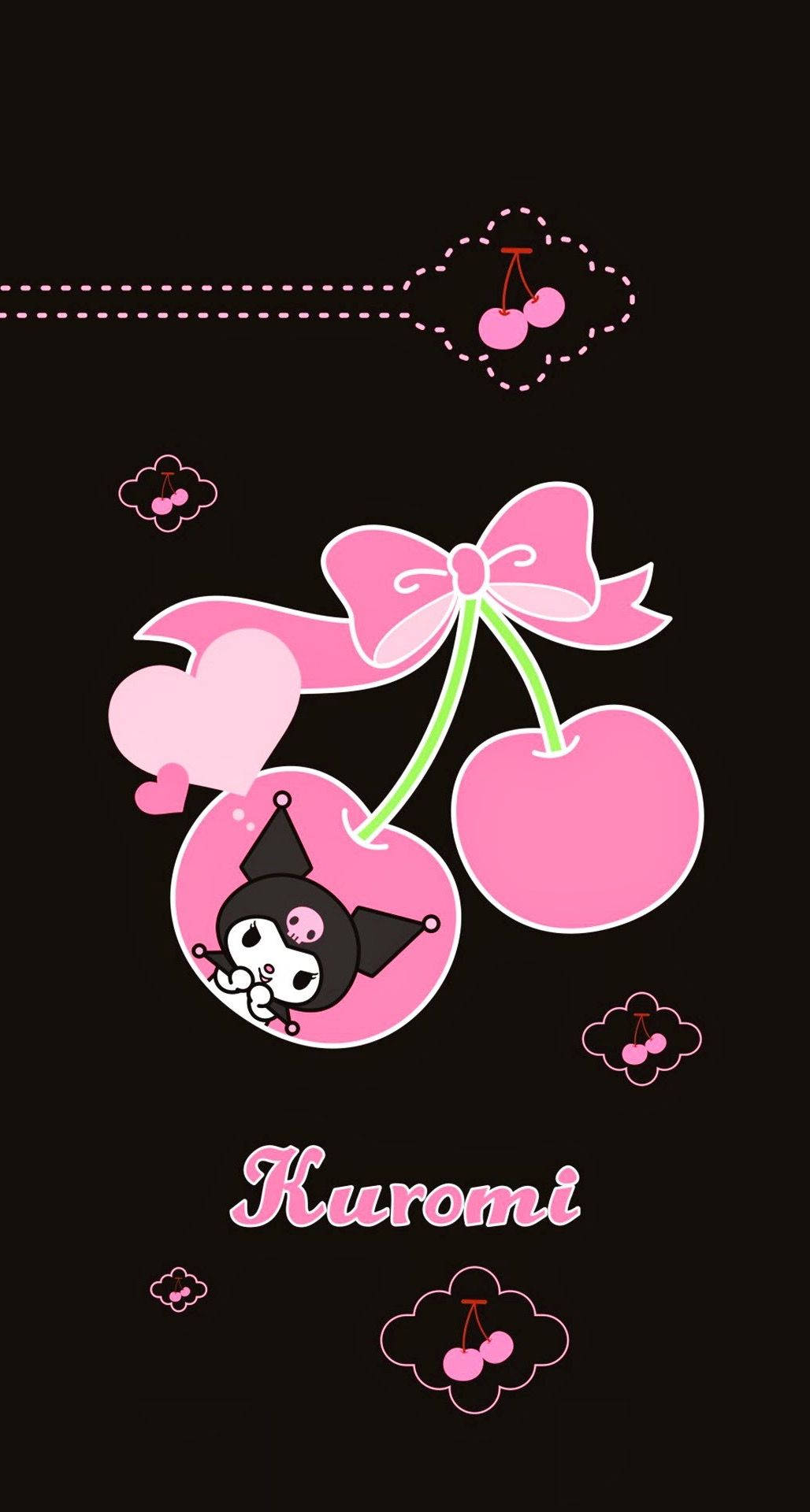 Kuromi On A Pink Cherry Background